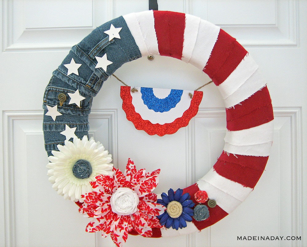 Patriotic American Denim Flag Wreath