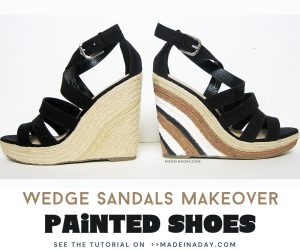DIY Painted Shoes Striped Wedge Sandals