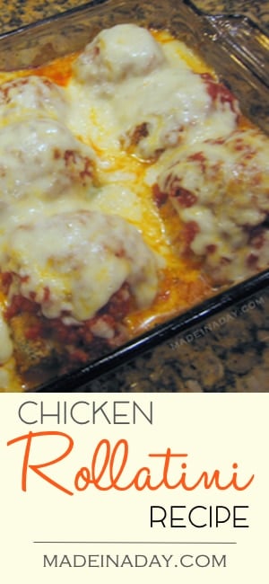 Chicken & Spinach Rollatini Recipe, We love this yummy family favorite! Chicken cutlets rolled with cheese and spinach and covered in bread crumbs. Serve over noodles! Recipe on madeinaday.com