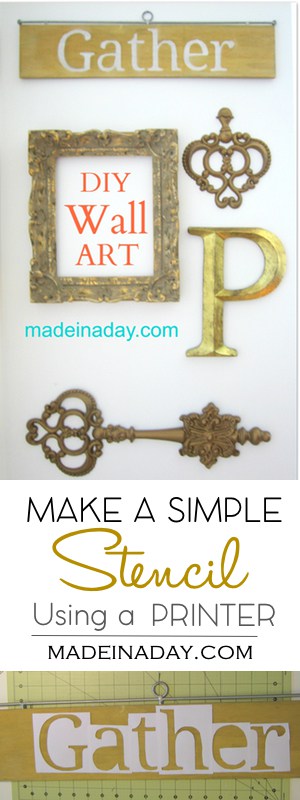 DIY Gather Sign Wall Art, Gather Thanksgiving Sign, Easy stencil tutorial using your printer, x-acto knife stencil, printed stencil, make a stencil out of printer paper,