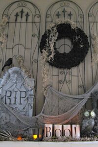Horrifying Cemetery Halloween Mantel