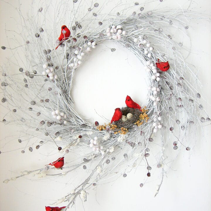 Image for Snowy Red Cardinal Winter Wispy Wreath
