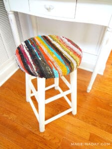 Recycled Fabric Stool Using a Rag Rug