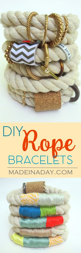 DIY Rope Bracelet, Make a Anthro inspired rope bracelet using upholstery cording and ring beads. Embroidery floss. See the tutorial
