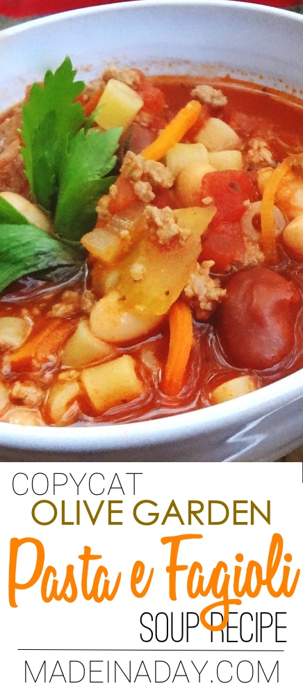 My version of the Copycat Pasta e Fagioli Italian Soup Recipe