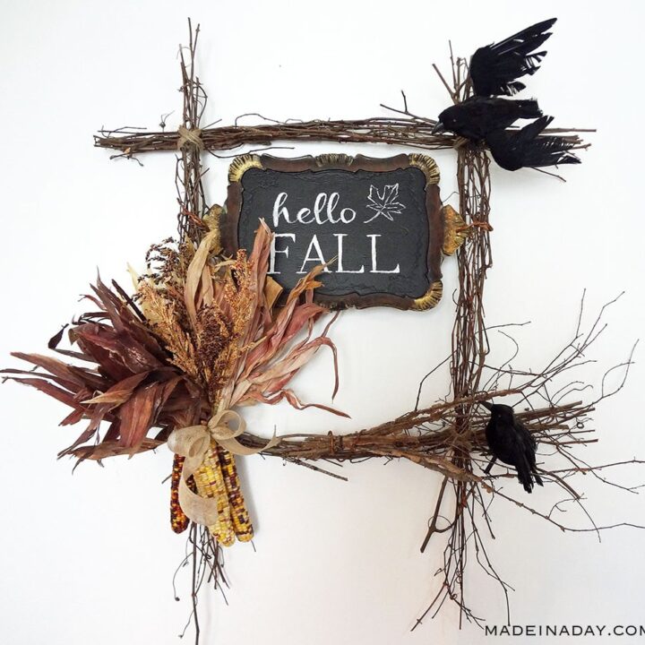 Image for Hello Fall Square Wreath + Printable Sign