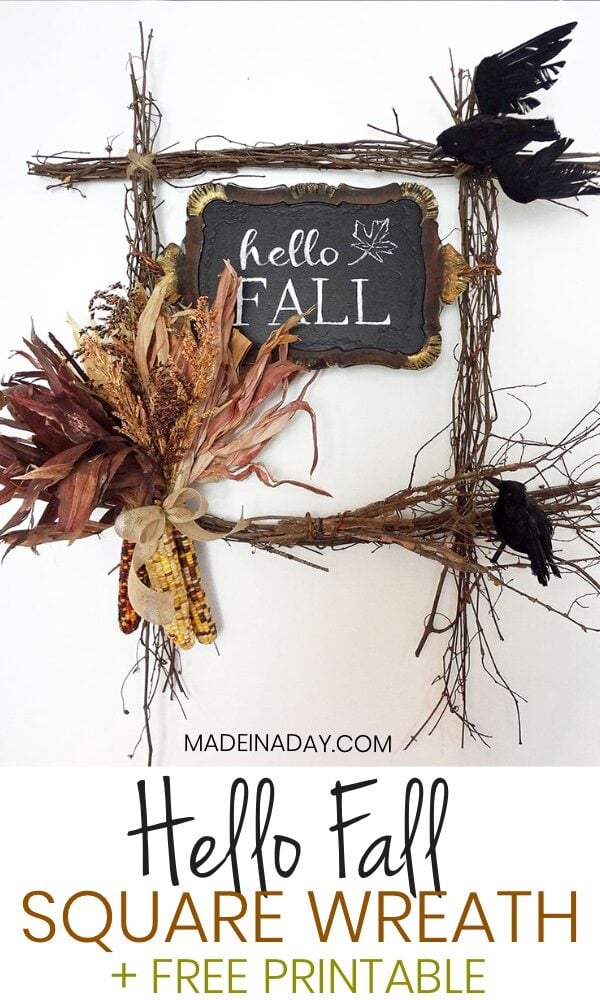 Hello Fall Square Wreath + Printable Sign