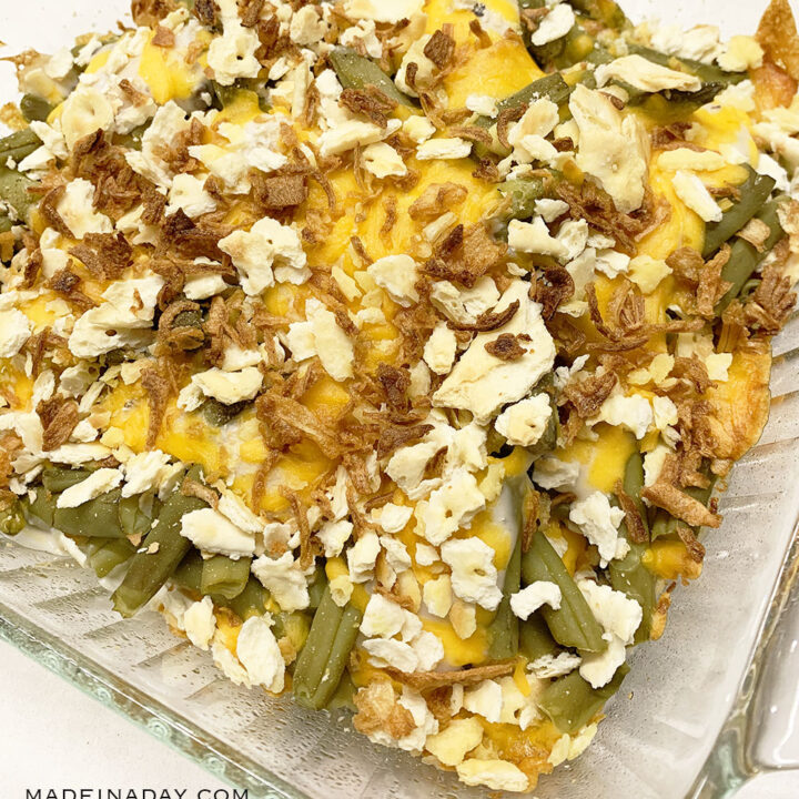 Cheese and Cracker Green Bean Casserole 4 Cheesy Green Bean Casserole with Crackers