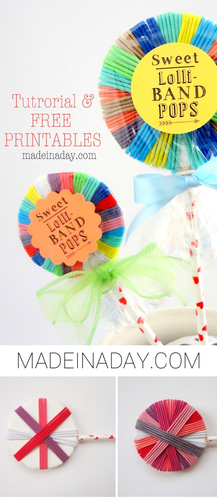 DIY Hair Band Lollipops Free Printable, Make these sweet pops for party favors or Valentine's Day Treats!