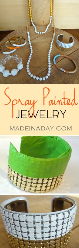 Spray Painted Jewelry Up-do, Tape off and paint your old jewelry to create something new!