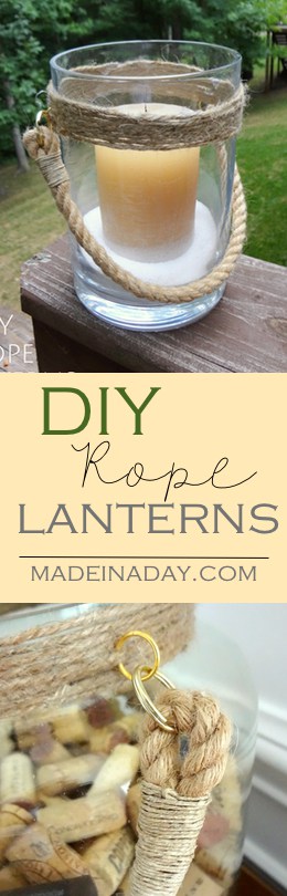 DIY Rope Lantern Vases, Transform ordinary vases into trendy rope trimmed lanterns. Easy DIY!