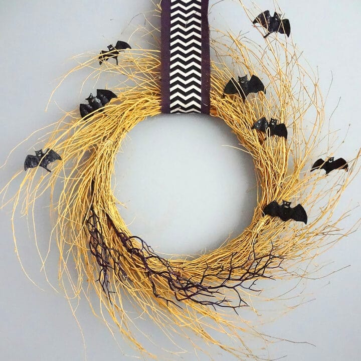 Image for Creepy Bat Golden Halloween Wreath