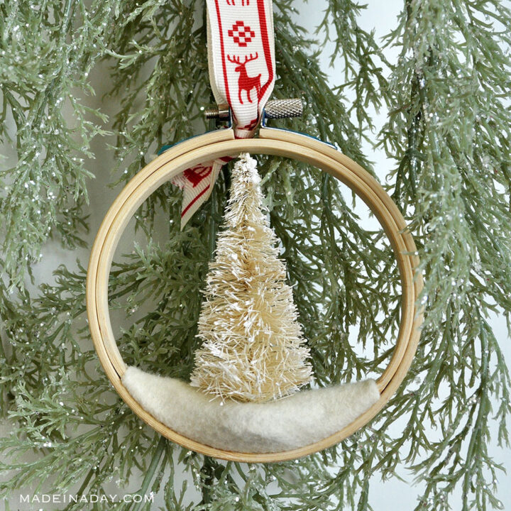 Image for Bottle Brush Tree Embroidery Hoop Ornament