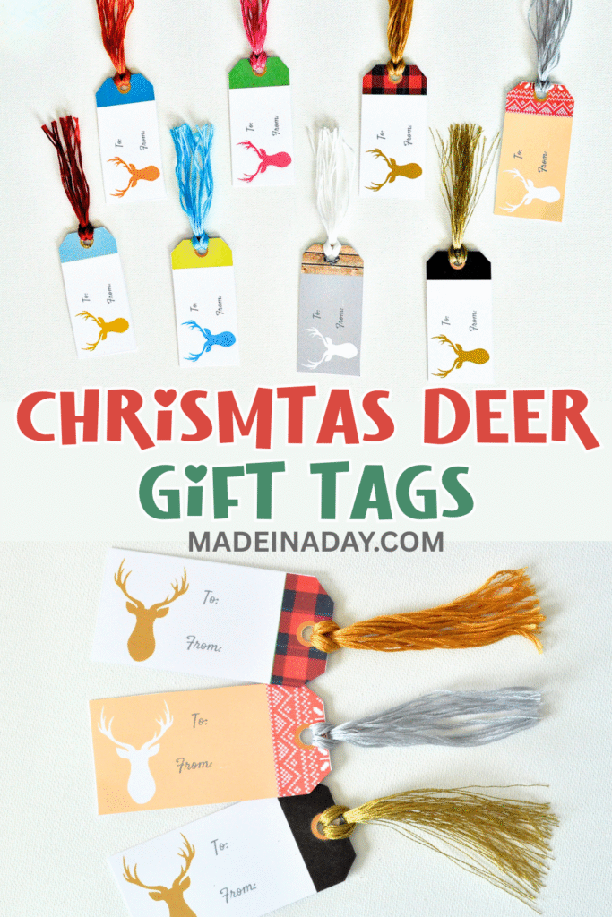 Christmas Deer Gift Tags Printable Set