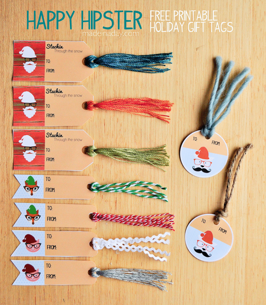 Hipster Style Christmas Tags Printables