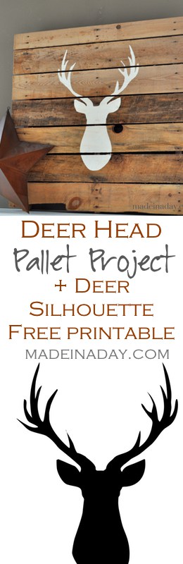 Deer Head Pallet + FREE Printable Deer Silhouette, Learn to make a Deer Silhouette Pallet and get your own free printable deer silhouette, Silhouette Cameo, on madeinaday.com