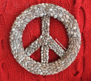 Flocked Pine Cone Peace Sign
