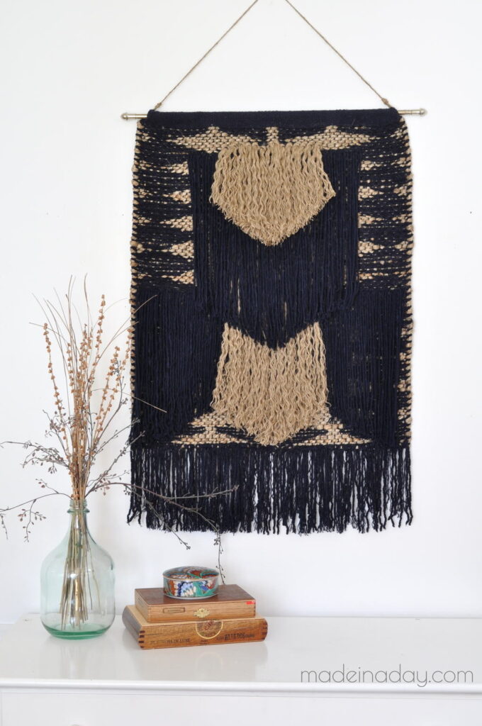 DIY Woven Wall Hanging From a Rug