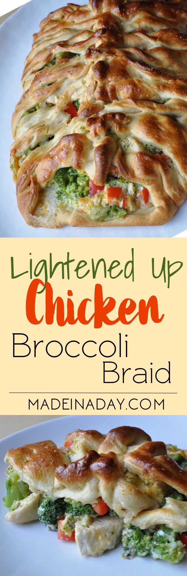 Lightened Up Version of the Ever Popular #Chicken #Broccoli #Braid Recipe! Pampered Chefs Braid recipe, no mayo, chicken and broccoli, bread, braided bread