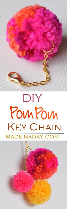 How to make a cute large pom pom key chain to dress up your purse, keys or decor! Super cute trendy craft. Clear instructions of how to use the Clover Pom Pom maker.