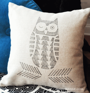 Owl Stencil Painting Design for Pillow Cover