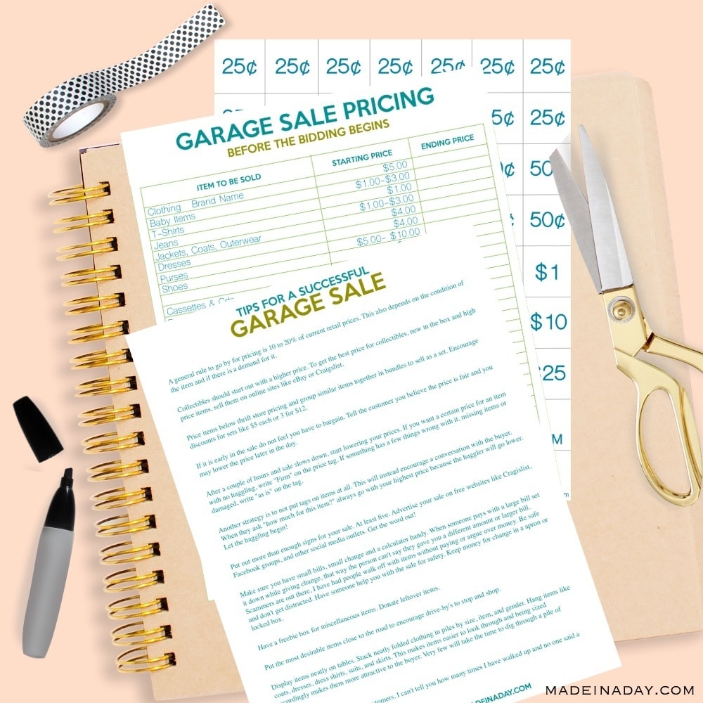 printable garage sale price tags