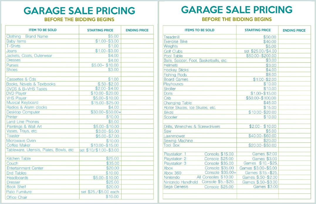 Host the Perfect Garage Sale Printable Set