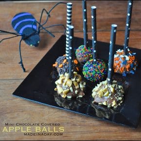 Mini Chocolate Covered Apple Balls Recipe madeinaday.com 1