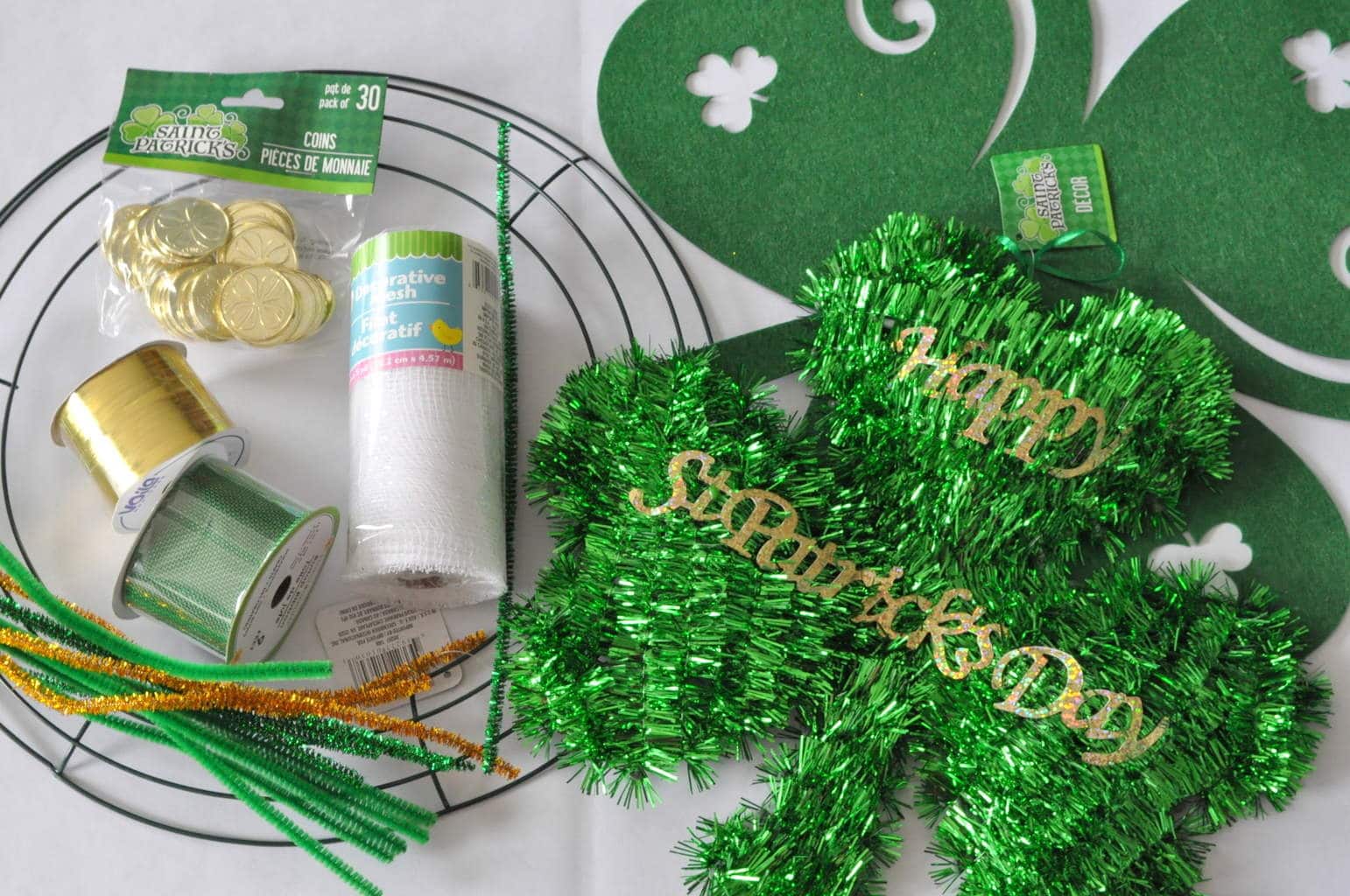 St Patricks Day Dollar Mesh Wreath Made In A Dollar Craft Deco Mesh Wreath