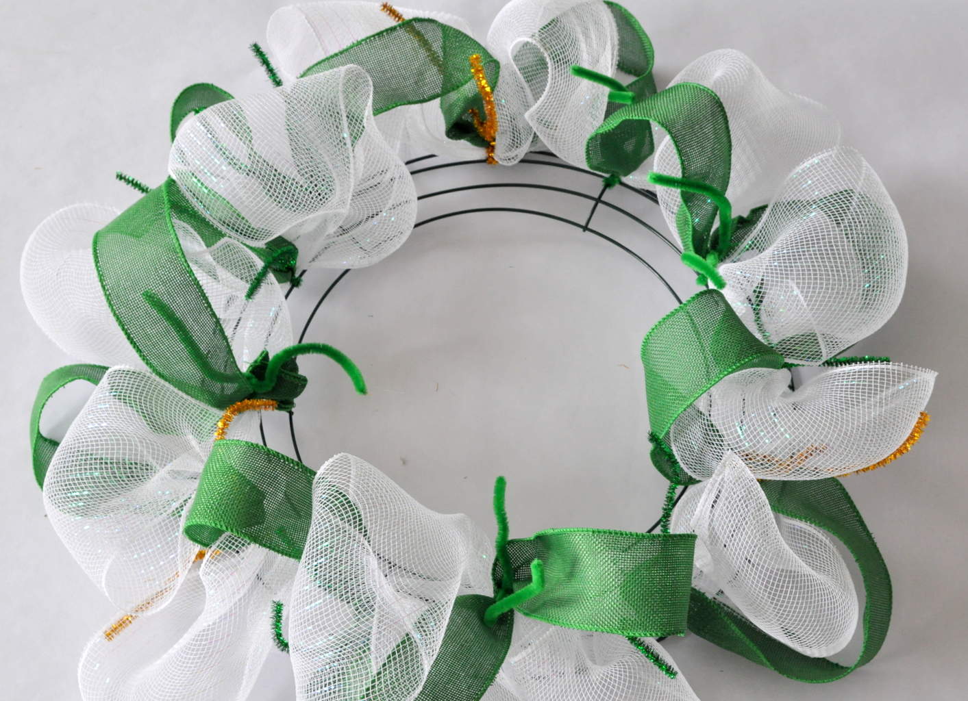 St Patricks Day Dollar Store Mesh Wreath • Made in a Day