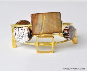 Stone Wire Wrapped Bangle Bracelets