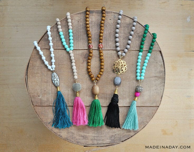 DIY White Gold Color Block Tassel Necklaces Made In A Day