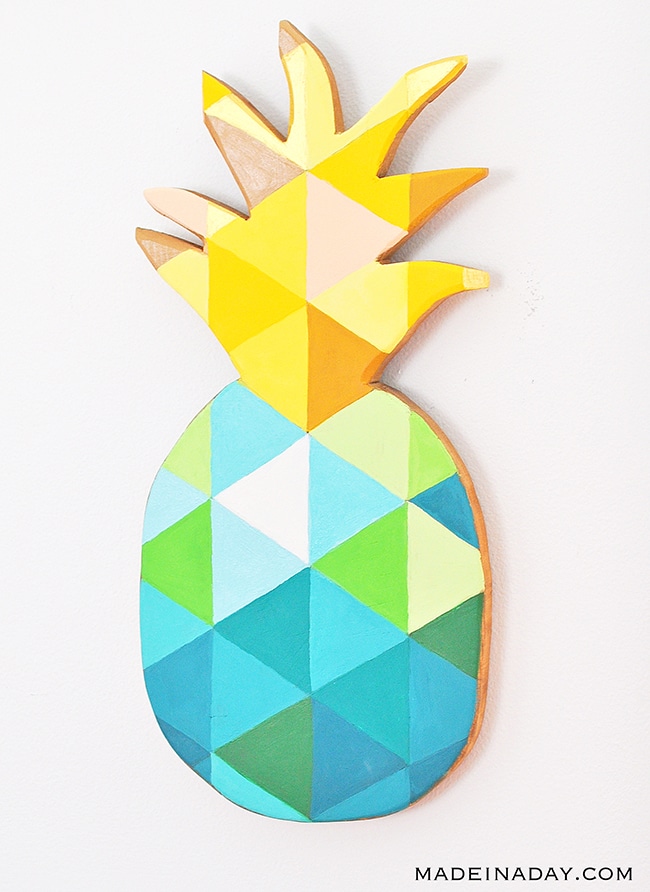 DIY Painted Geometric Pineapple Wood Sign Made In A Day, 43% OFF