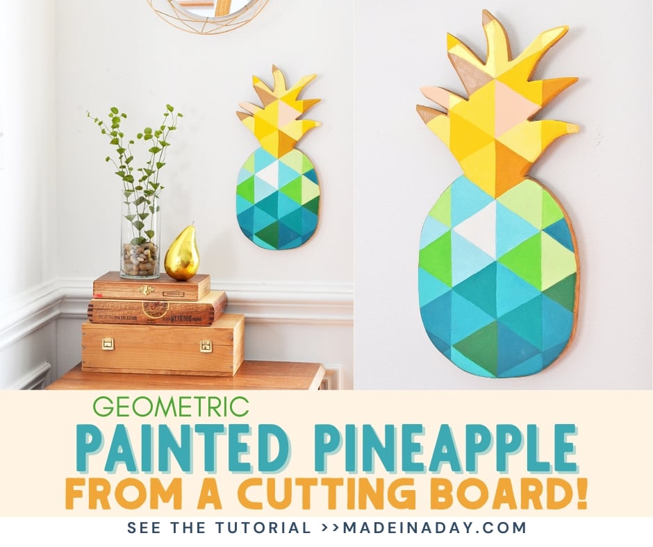 DIY Painted Geometric Pineapple Wood Sign