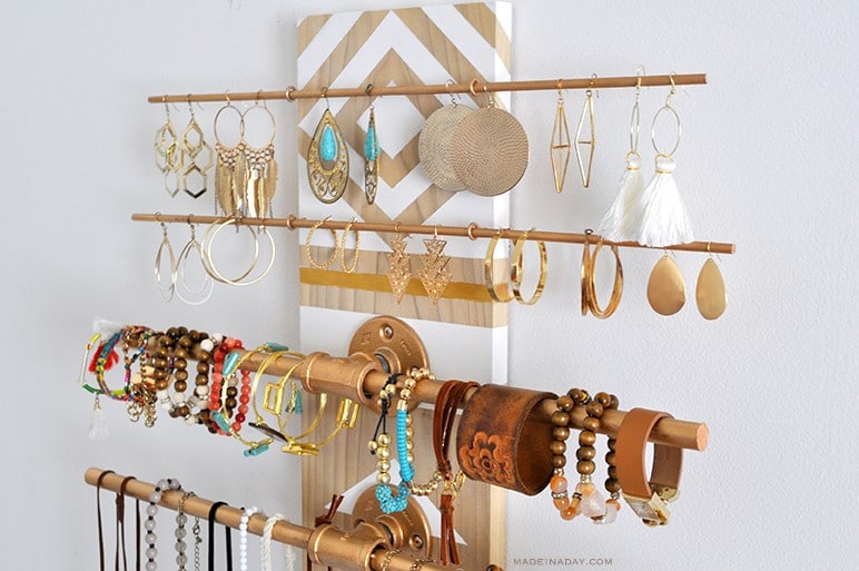 DIY Geometric Wall Jewelry Organizer