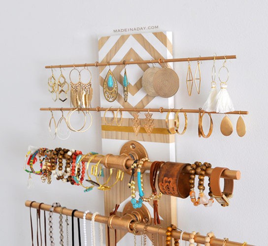 DIY Geometric Wall Jewelry Organizer Made In A Day