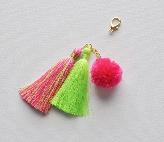 DIY Pom + Tassel Bag Charm Made In A Day