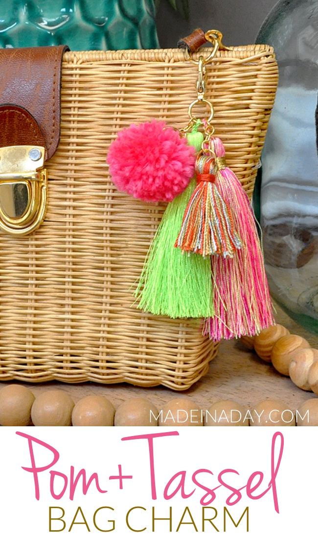 Simple DIY Pom + Tassels Bag Charm | Made In A Day