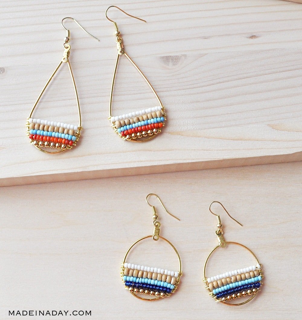 How To Make Beachy Boho Beaded Hoop Earrings