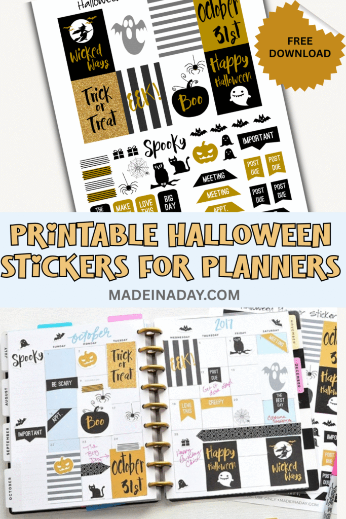 Printable Halloween Stickers for Planners + More