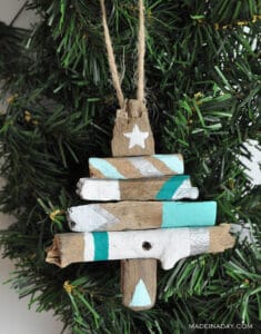 Painted Driftwood Tree Ornament