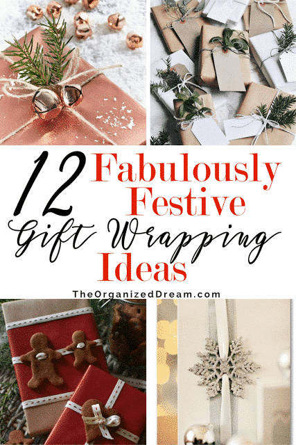 12 Gorgeous Ways to Wrap Gifts, 12 Gorgeous Ways to Wrap Gifts, Copper paper, Red berries, Gingerbread Man, Ornaments, Snowflakes, Crayons,