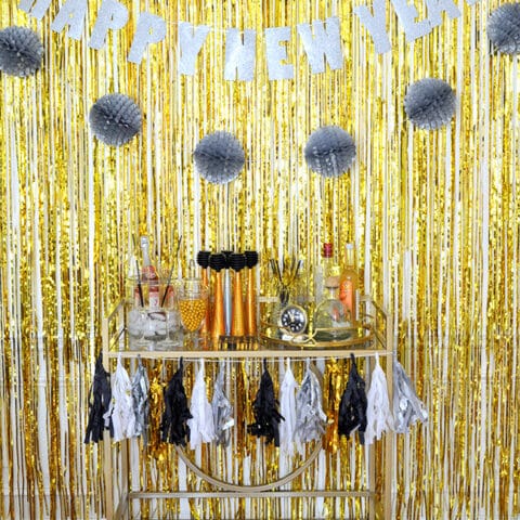 Image for Sparkling Gold New Years Eve Bar Cart Styling