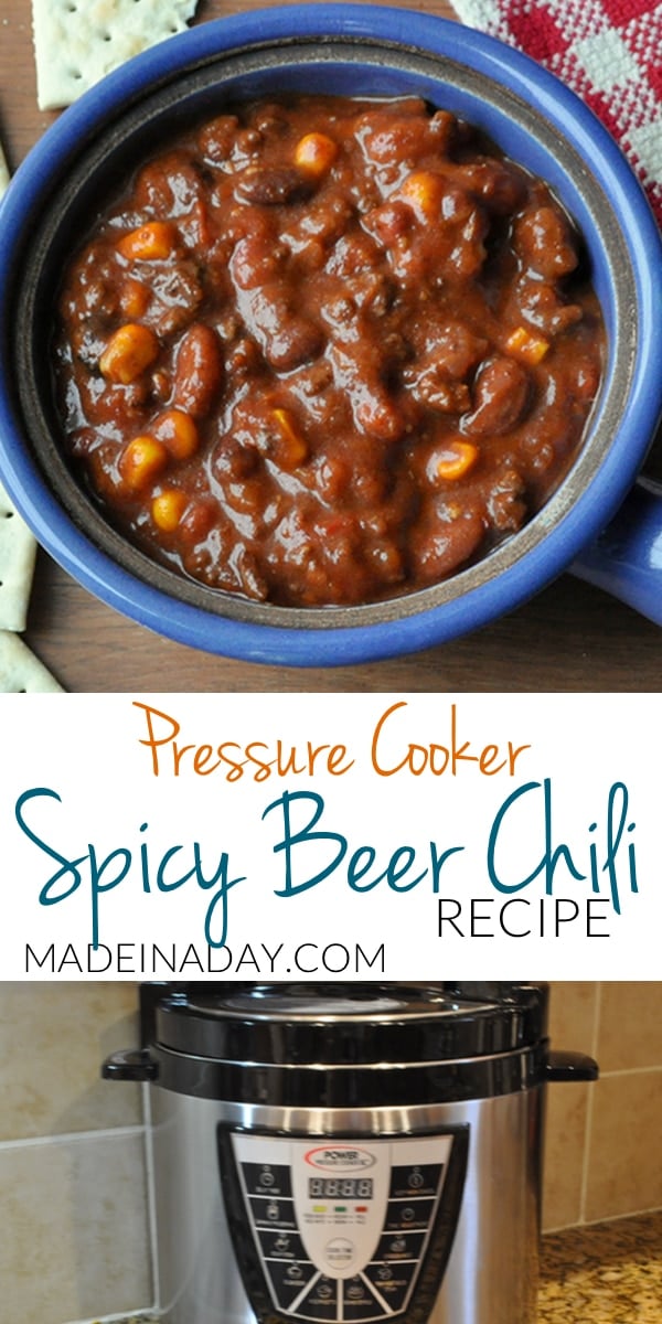 Pressure Cooker #Spicy #Beer #Chili Recipe, dried beans cooked fast, corn, chipotle peppers, robust amber ale craft beer chili, pressure cooker recipes, spicy chili recipe, Insta Pot chili, #instapot