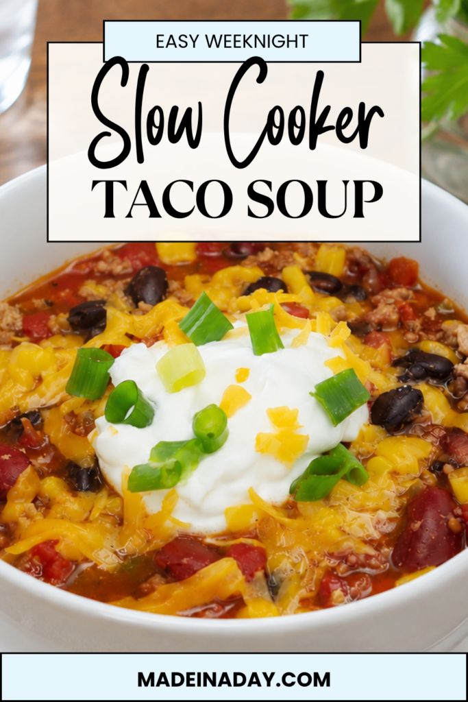 Hearty Slow Cooker Taco Soup with Ground Turkey