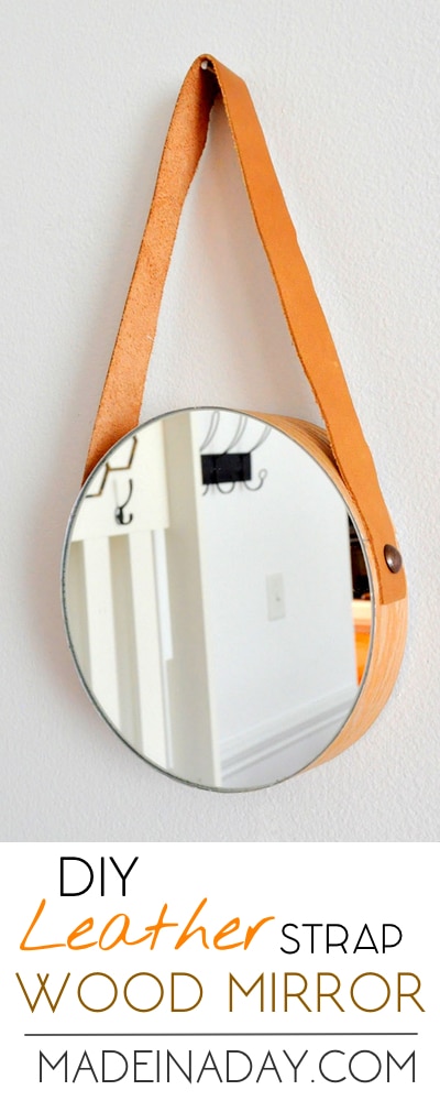 DIY Wood Leather Strap Mirror, Easy way to make a trendy strap mirror without breaking the bank, nautical mirror, wood veneer sheets, foam mirror mount,