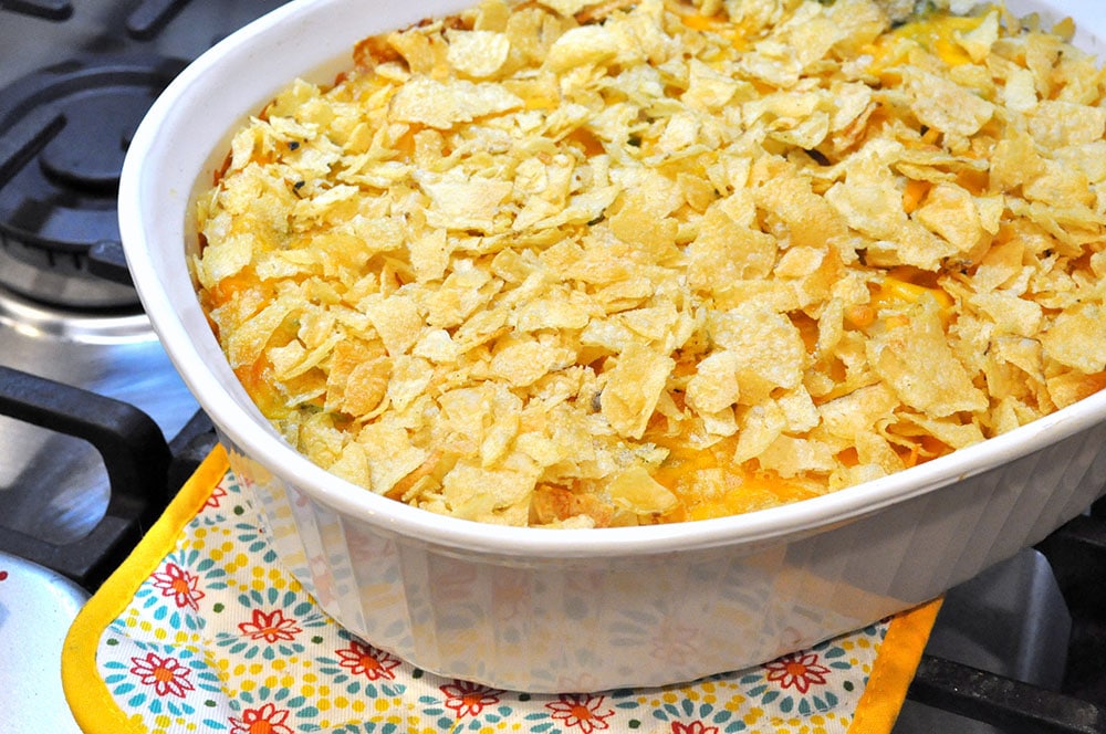 Cheesy Tuna Casserole With Potato Chip Topping Recipe Made In A Day