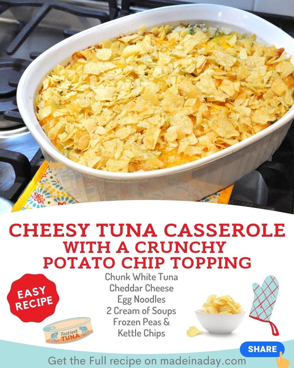 Cheesy Tuna Casserole With Potato Chip Topping Recipe Made In A Day