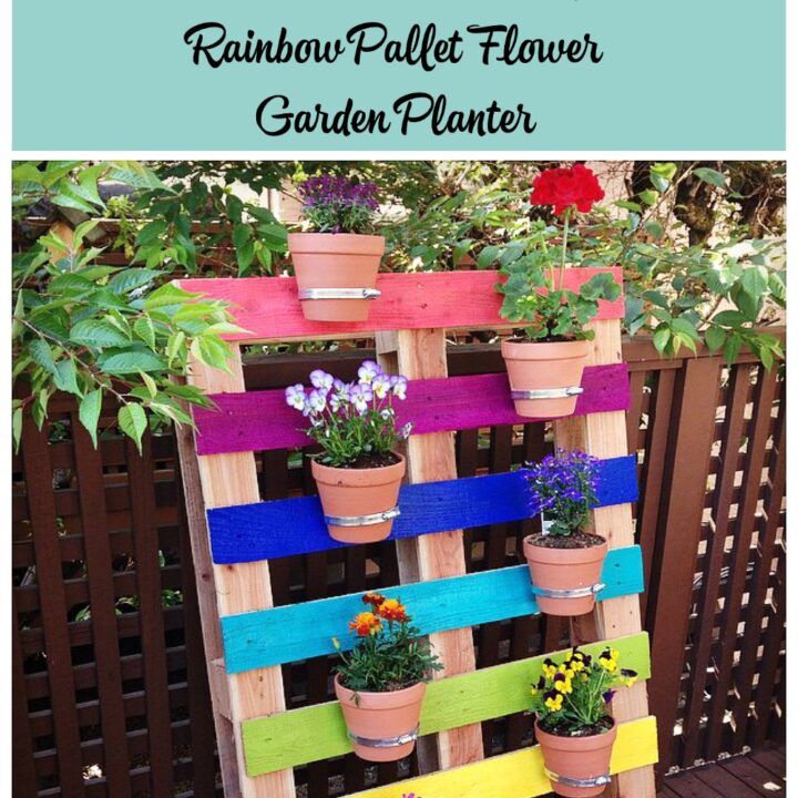 Image for How to Make A DIY Upcycled Rainbow Pallet Flower Garden Planter
