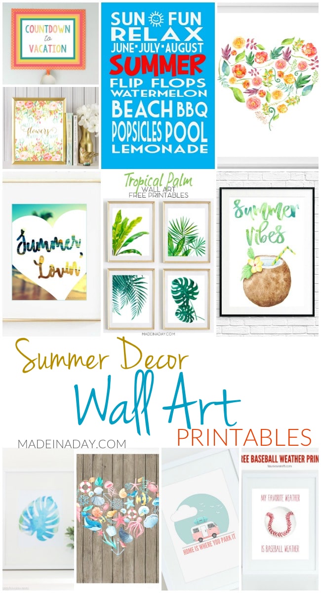 Summer Decor Wall Art Printables Made In A Day